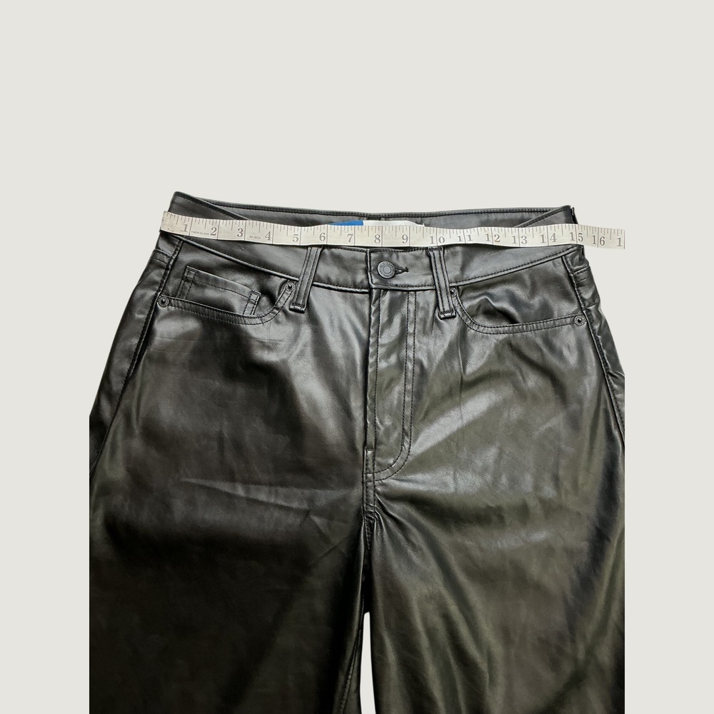 Old Navy Womens High Rise OG Loose Faux Leather Pants Black Size 8 Straight Leg - Picture 5 of 6